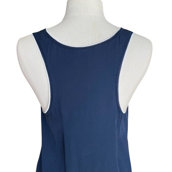 Theory 100% Silk Sleeveless Shell Tank Navy Blue Closet Staple Office Layer Sz L - Picture 8 of 12